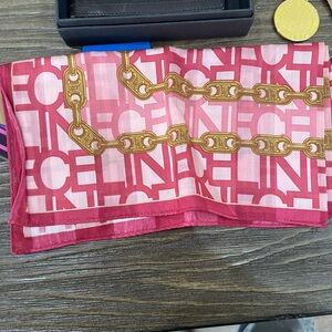 Pink and Gold Chain Print Scarf